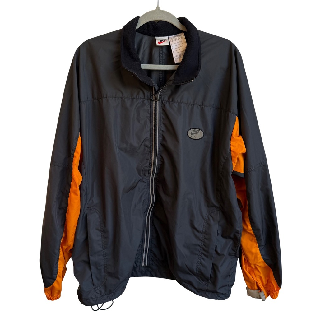 Vintage Nike Windbreaker Jacket Men's L Gray Orange Y2K Streetwear Gorpcore